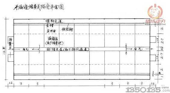 半漏縫儲糞式豬舍平面圖