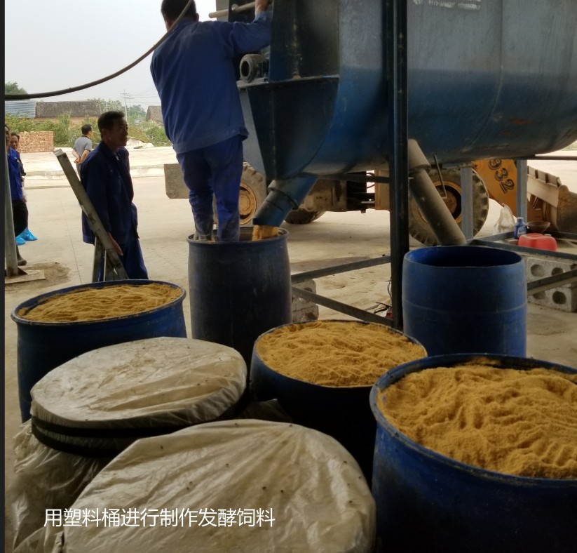 用塑料桶進行制作發酵飼料.jpg